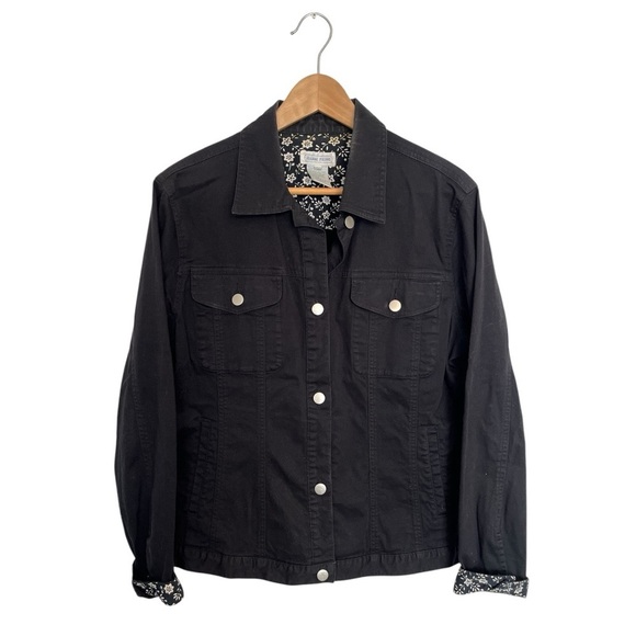Jeanne Pierre Women's Black Denim Jacket size large - Picture 1 of 6